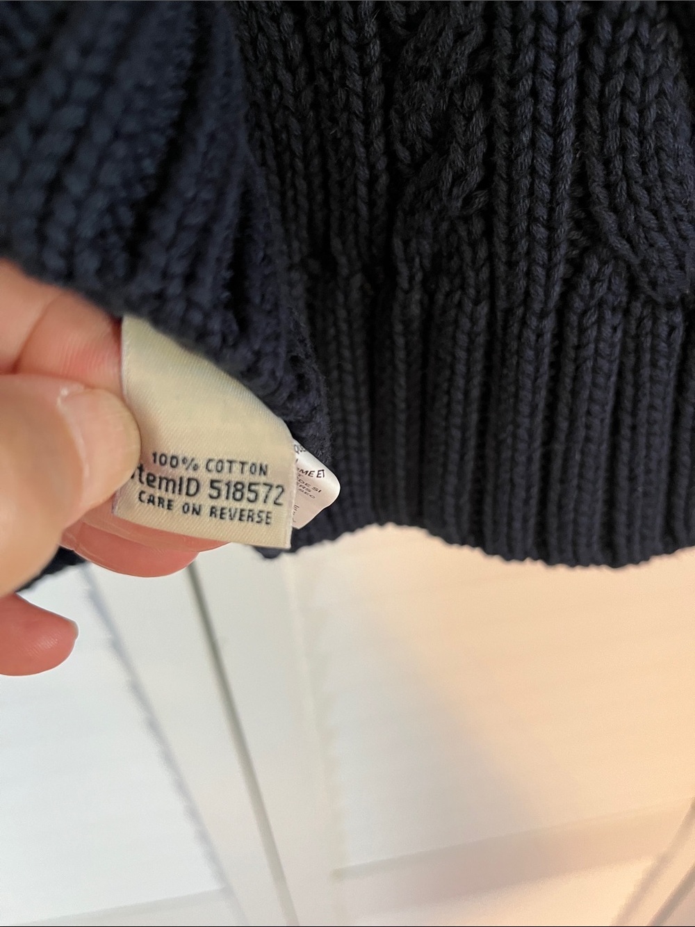 LL Bean Cotton Cable Knit Pullover Sweater Navy Blue Sz Petite XS - Picture 6 of 8